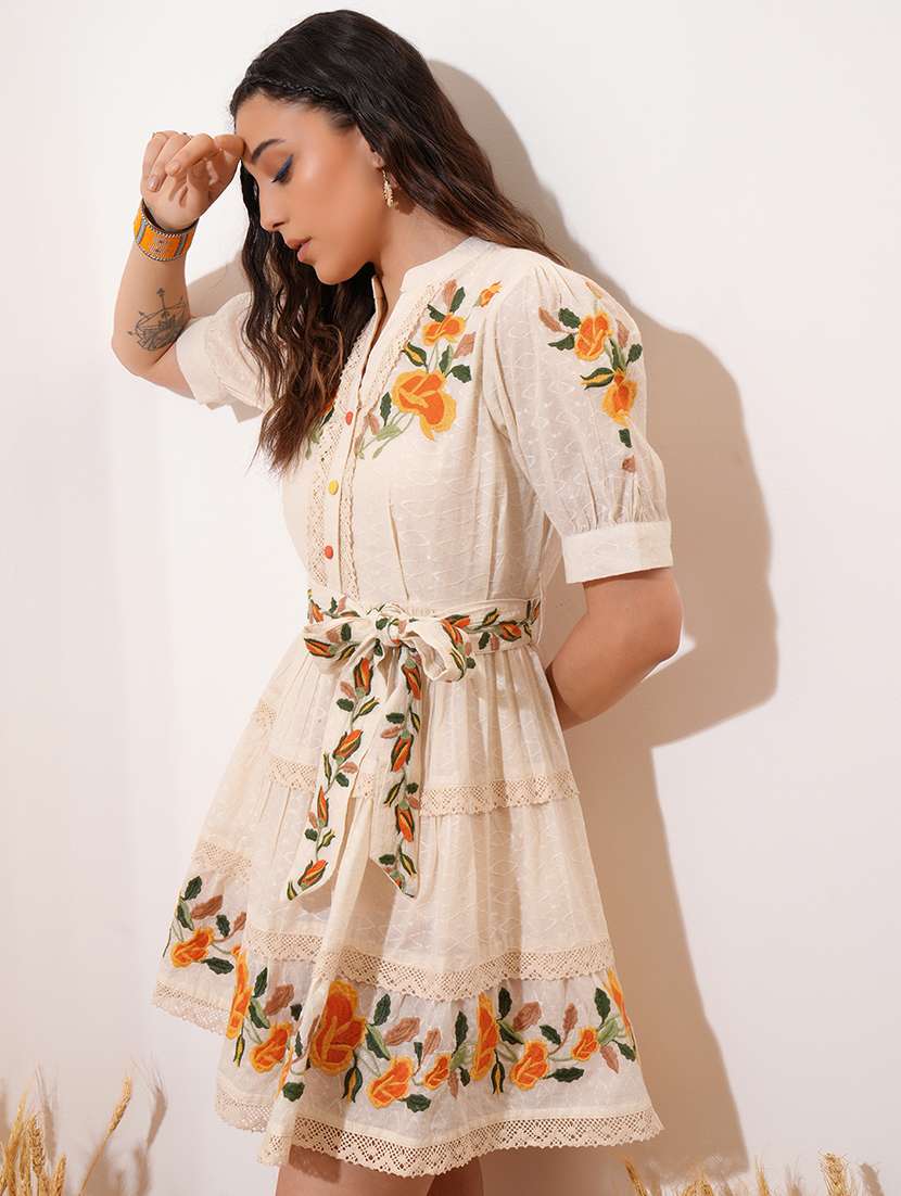 women off white cotton a-line dress - 22462262 -  Standard Image - 3