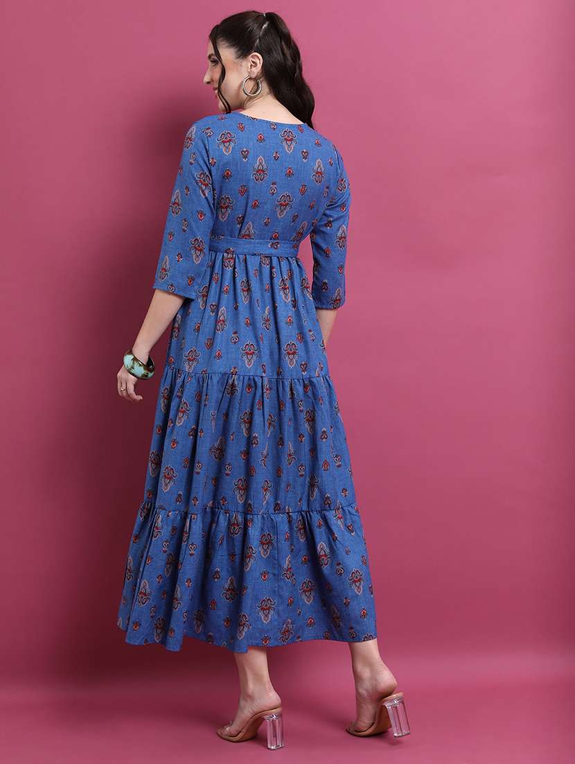 women blue polyester a-line dress - 22462264 -  Standard Image - 3