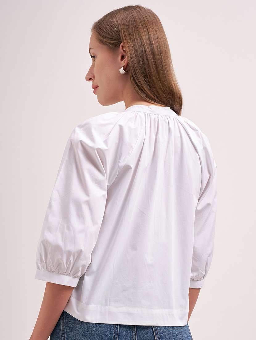 women solid white cotton regular top - 22462269 -  Standard Image - 3