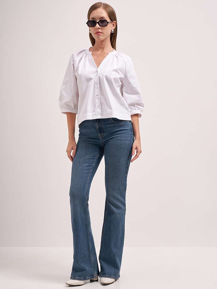 women solid white cotton regular top - 22462269 -  Standard Image - 5
