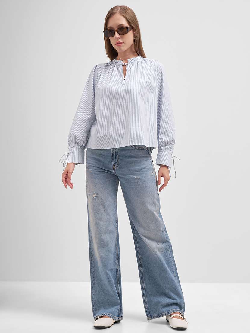 women solid  white cotton regular top - 22462273 -  Standard Image - 5
