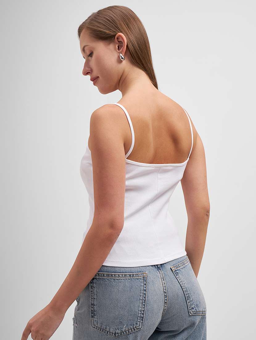 women solid  white cotton regular top - 22462274 -  Standard Image - 3