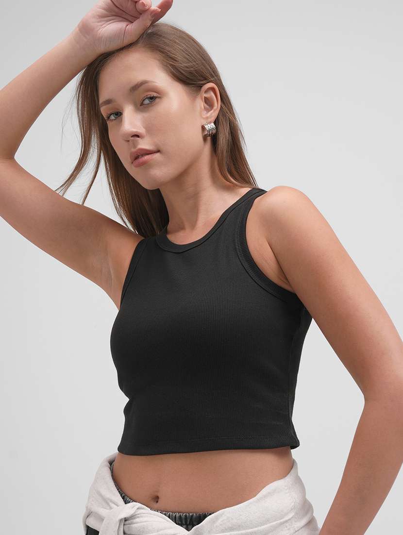 women solid sleeveless tank top