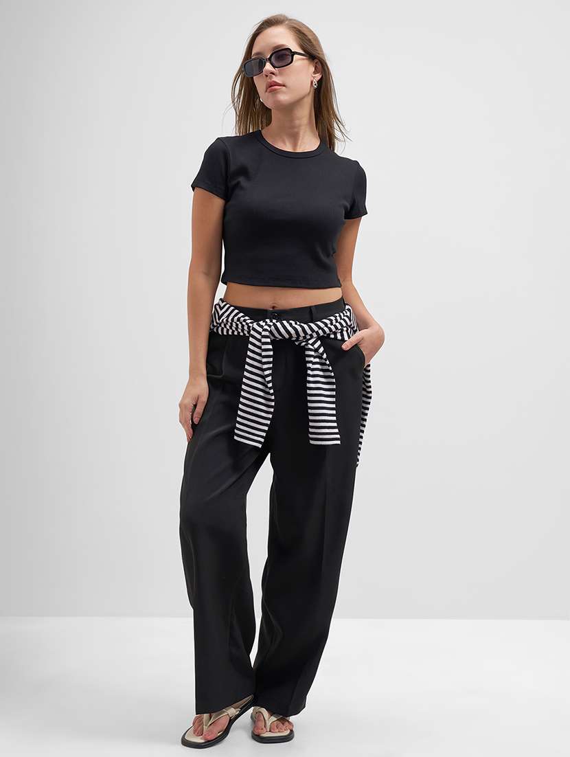 women solid short sleeve straight top - 22462292 -  Standard Image - 5