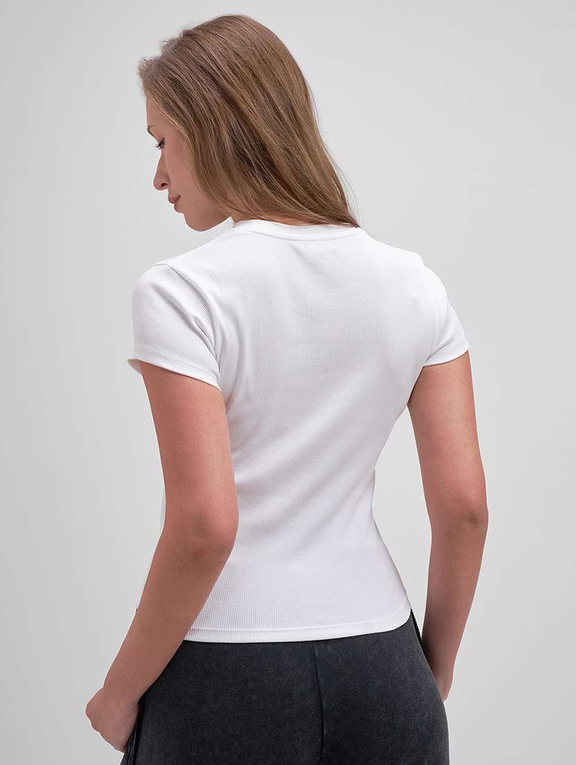 women solid short sleeve straight top - 22462298 -  Standard Image - 3