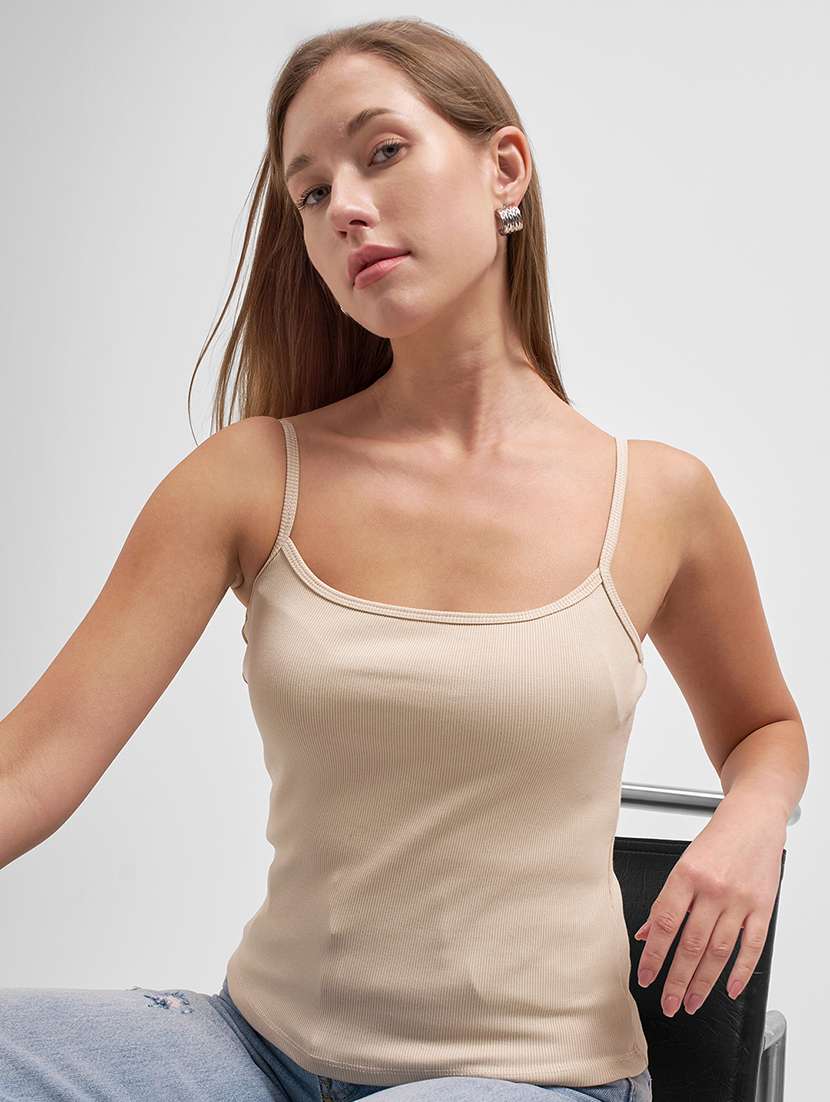 women solid sleeveless tank top