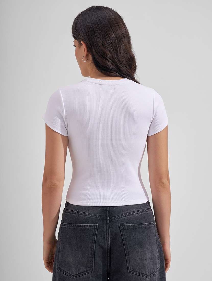 women printed white cotton regular top - 22462310 -  Standard Image - 3