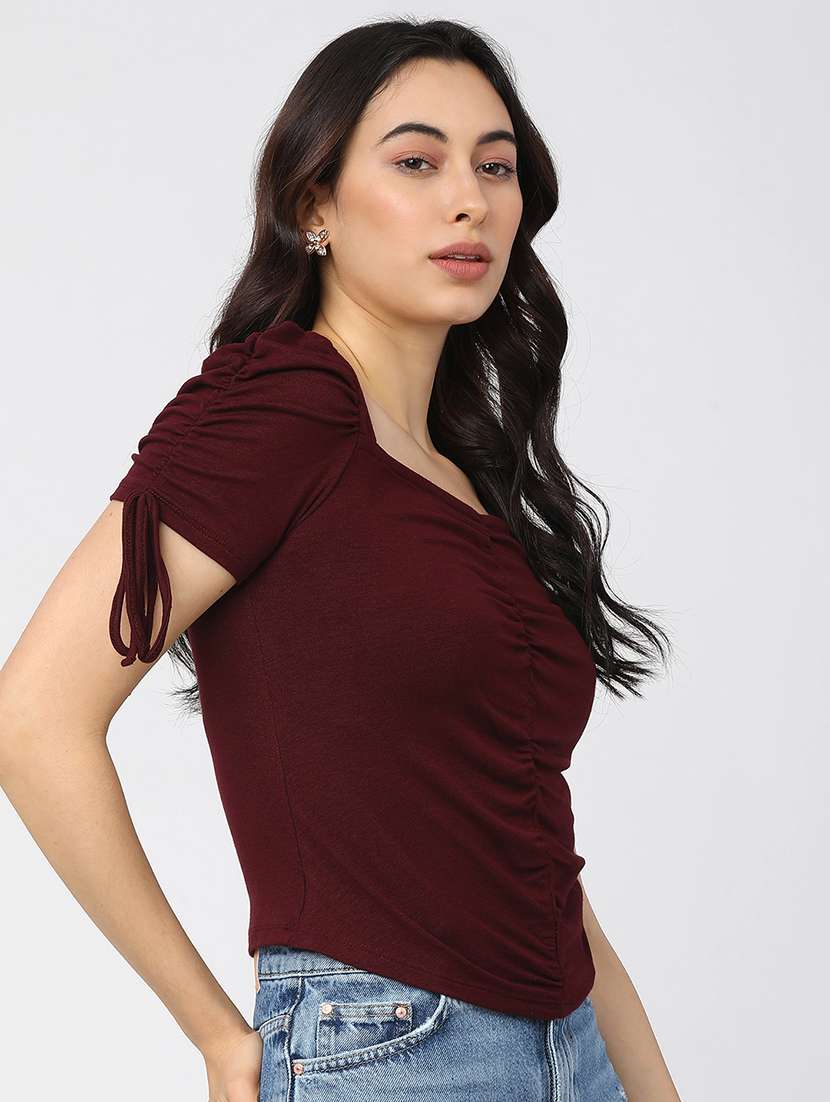 women solid  blue rayon regular top - 22462324 -  Standard Image - 3