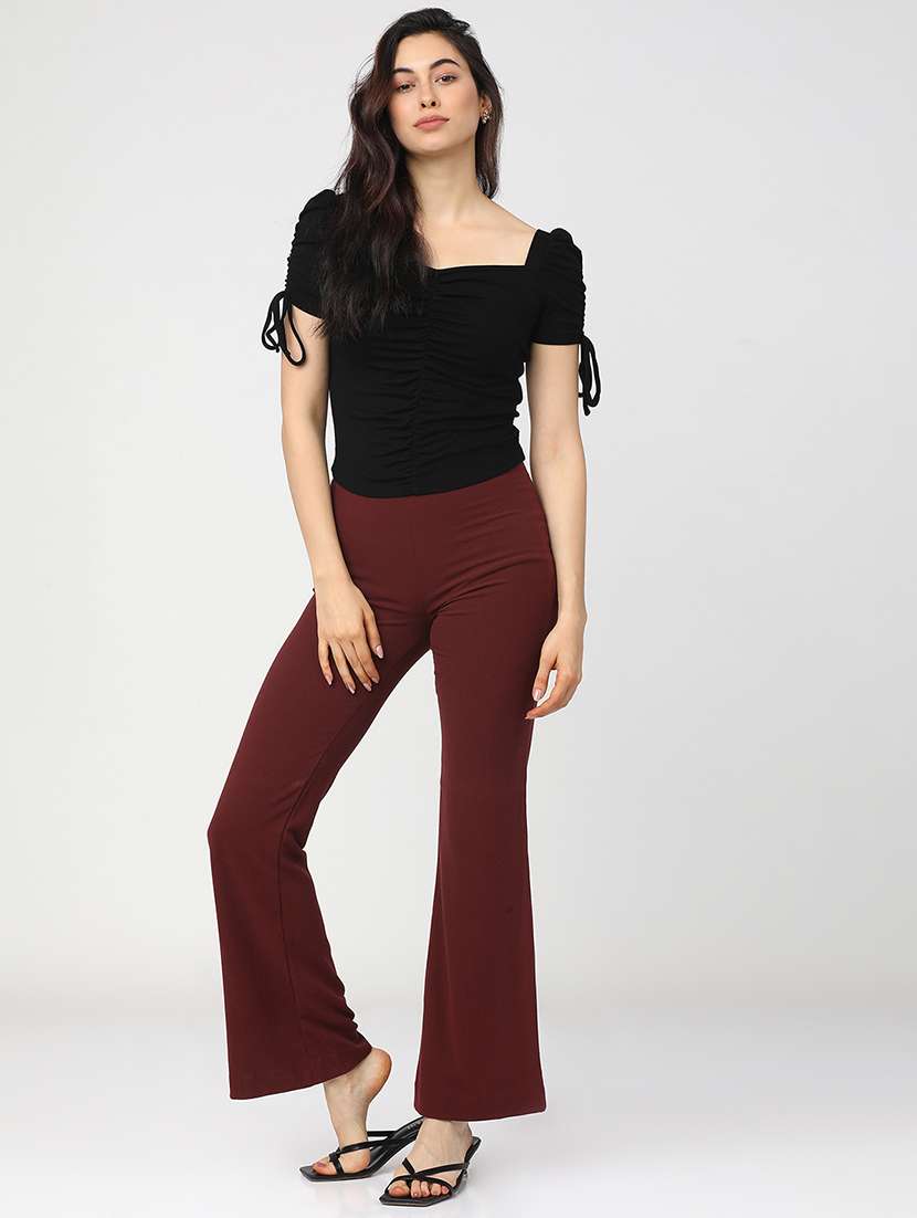 women solid black rayon regular top - 22462325 -  Standard Image - 5