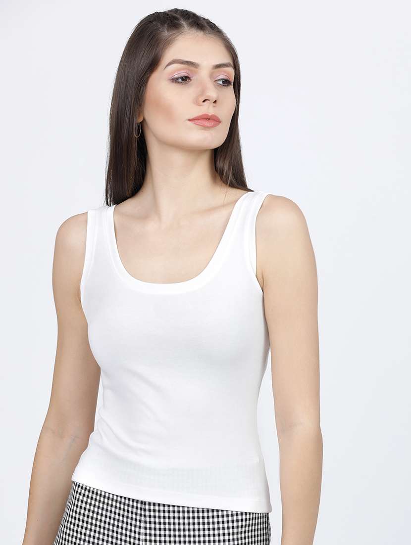 women solid sleeveless tank top