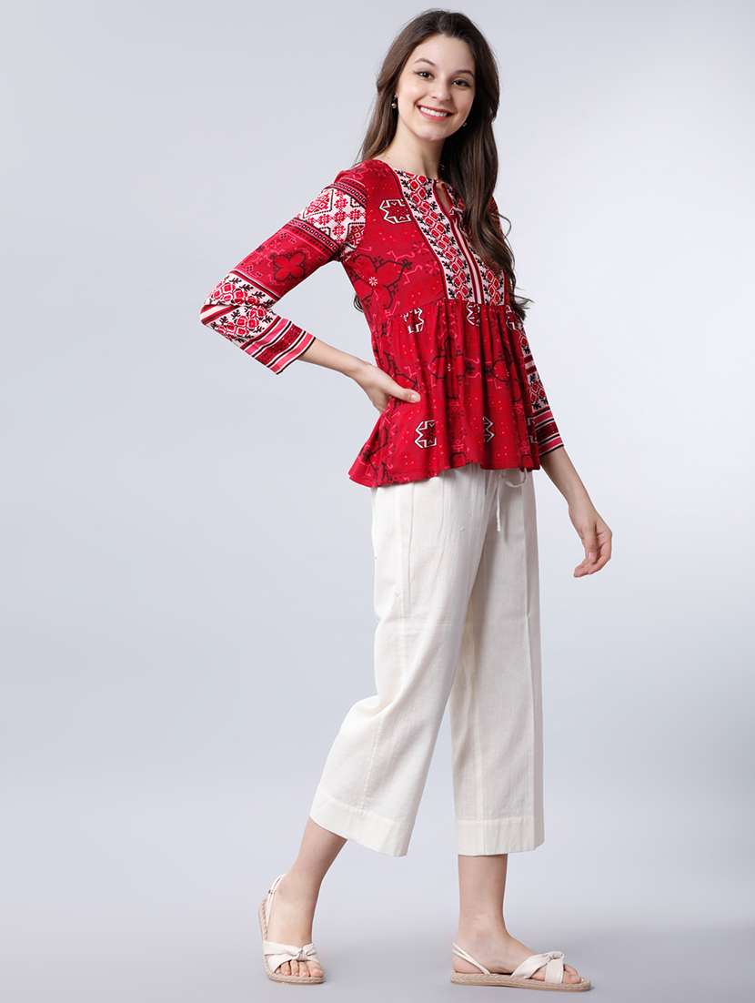 women printed red rayon regular top - 22462340 -  Standard Image - 5