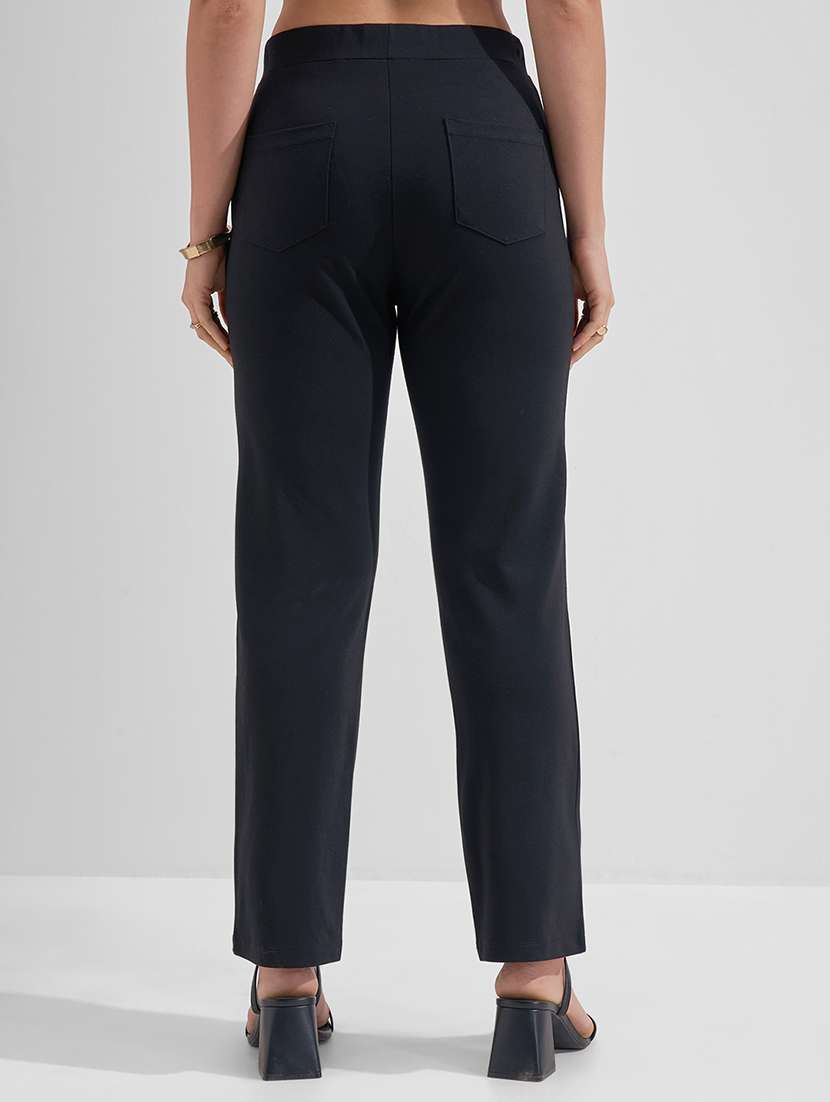 Women Solid Mid Rise Bootcut Trouser - 22462352 -  Standard Image - 3