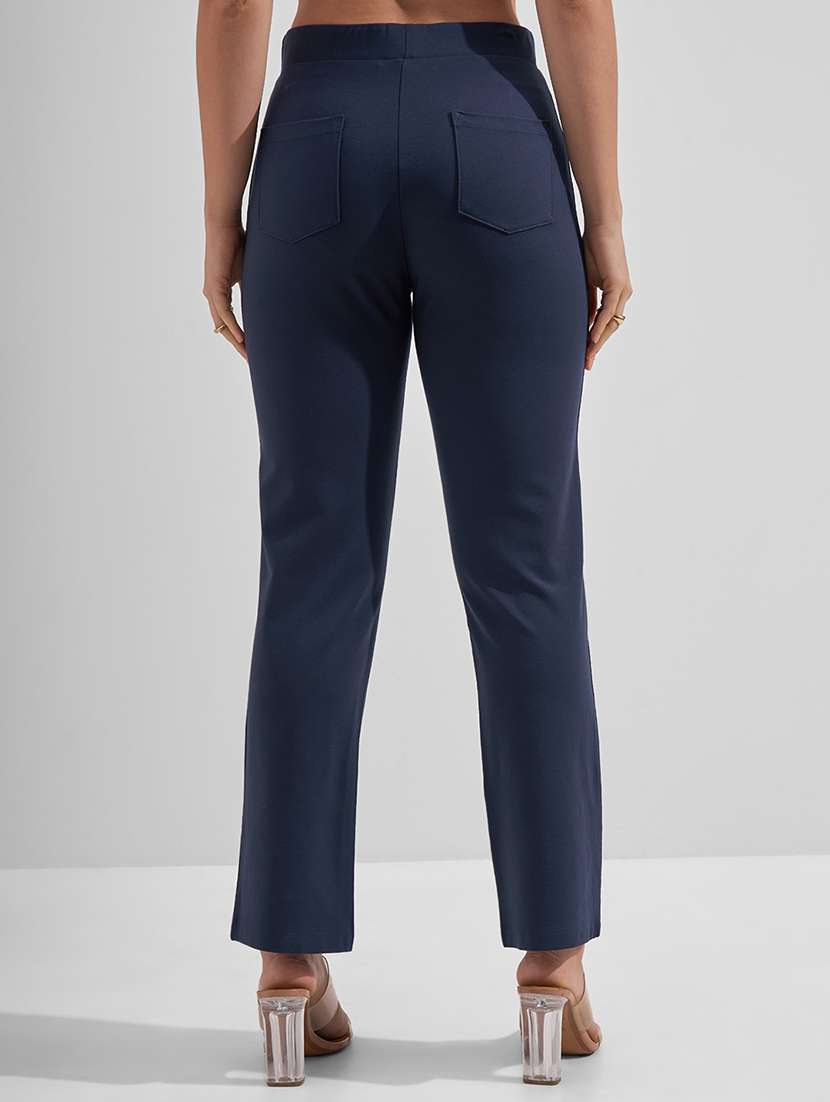 women solid mid rise bootcut trouser - 22462353 -  Standard Image - 3