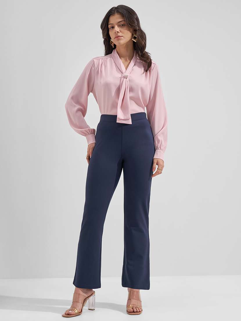 women solid mid rise bootcut trouser - 22462353 -  Standard Image - 5