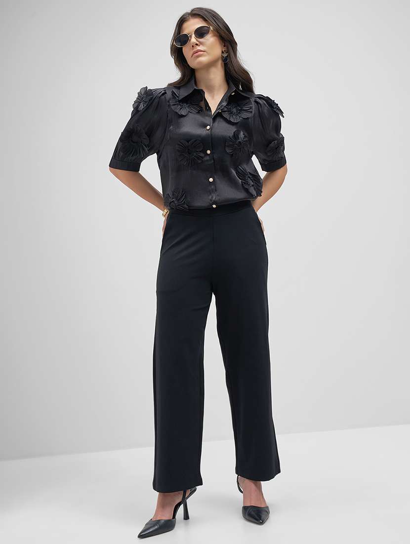 women solid mid rise straight trouser - 22462355 -  Standard Image - 5