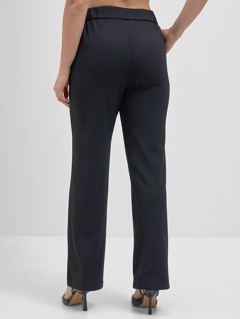 women solid mid rise straight trouser - 22462356 -  Standard Image - 3