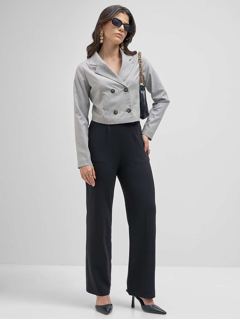 women solid mid rise straight trouser - 22462356 -  Standard Image - 5