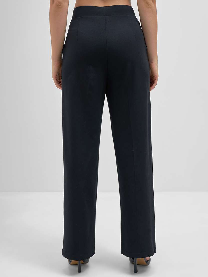 women black rayon straight trouser - 22462359 -  Standard Image - 3
