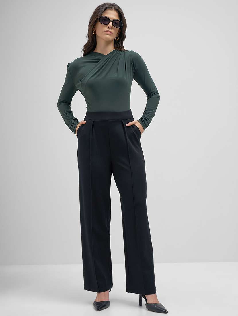 women black rayon straight trouser - 22462359 -  Standard Image - 5