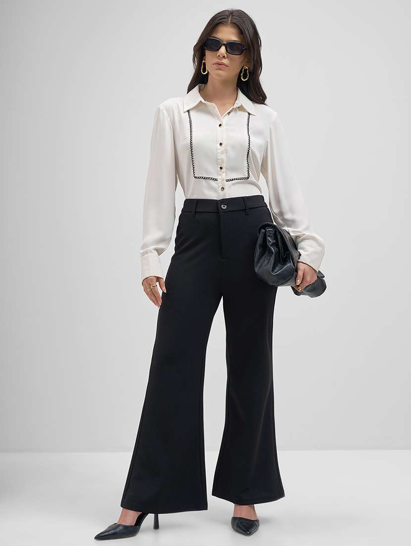 women black polyester bootcut trouser - 22462362 -  Standard Image - 5