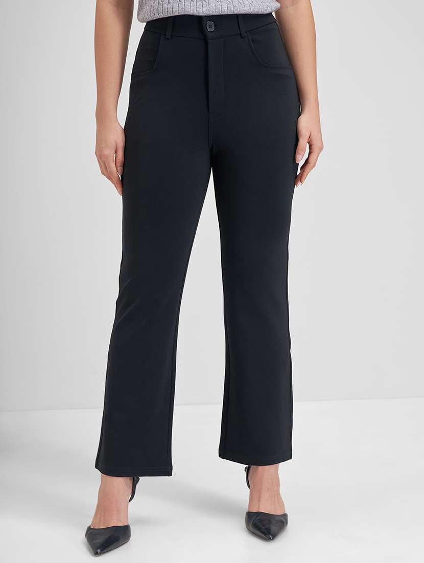 women black rayon bootcut trouser