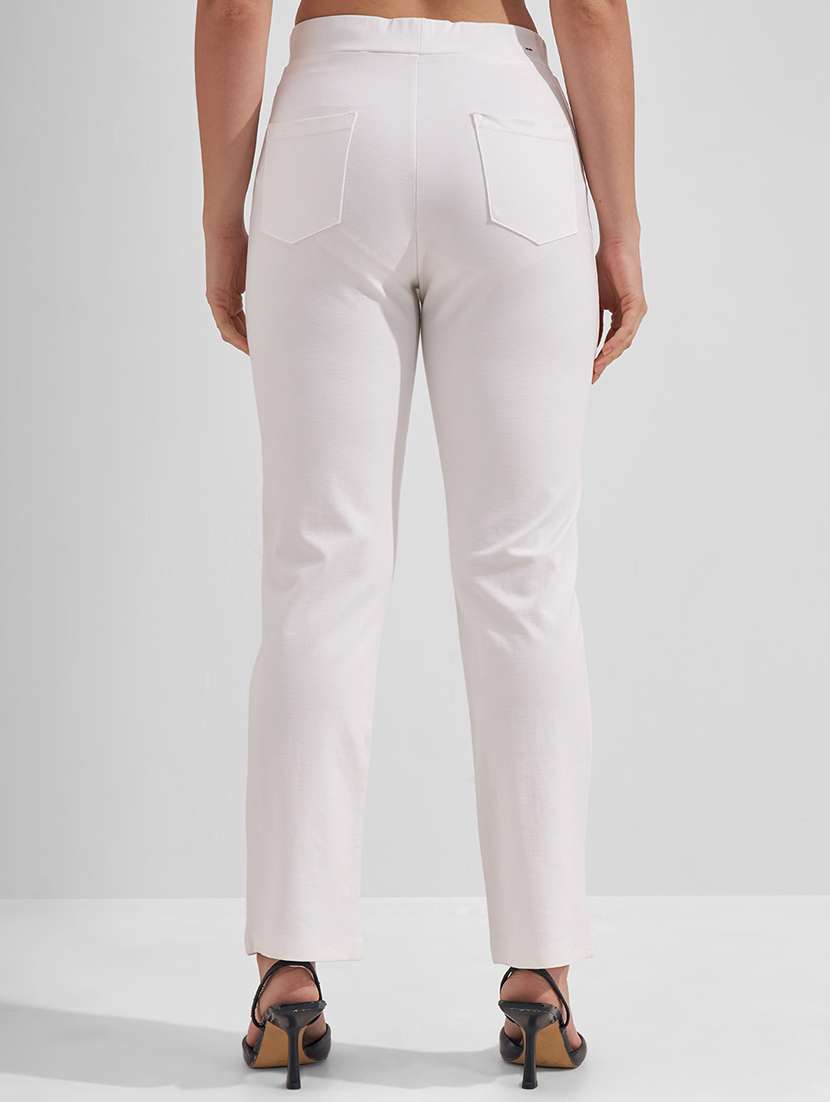 women white rayon bootcut trouser - 22462369 -  Standard Image - 3