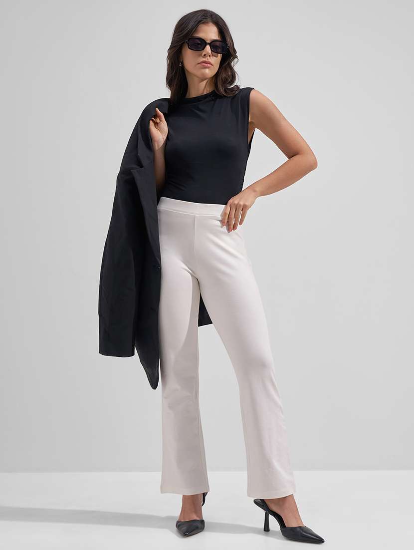 women white rayon bootcut trouser - 22462369 -  Standard Image - 5