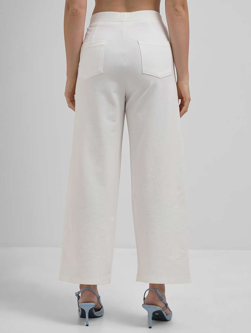 women white rayon wide leg trouser - 22462371 -  Standard Image - 3