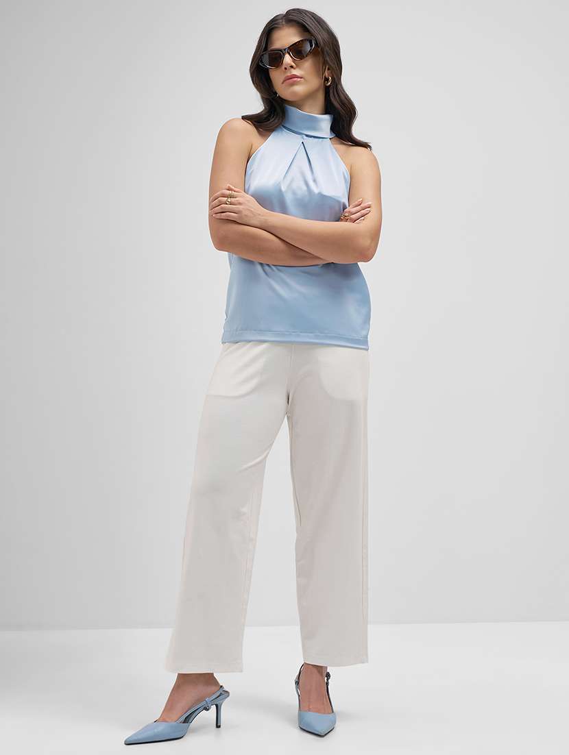 women white rayon wide leg trouser - 22462371 -  Standard Image - 5
