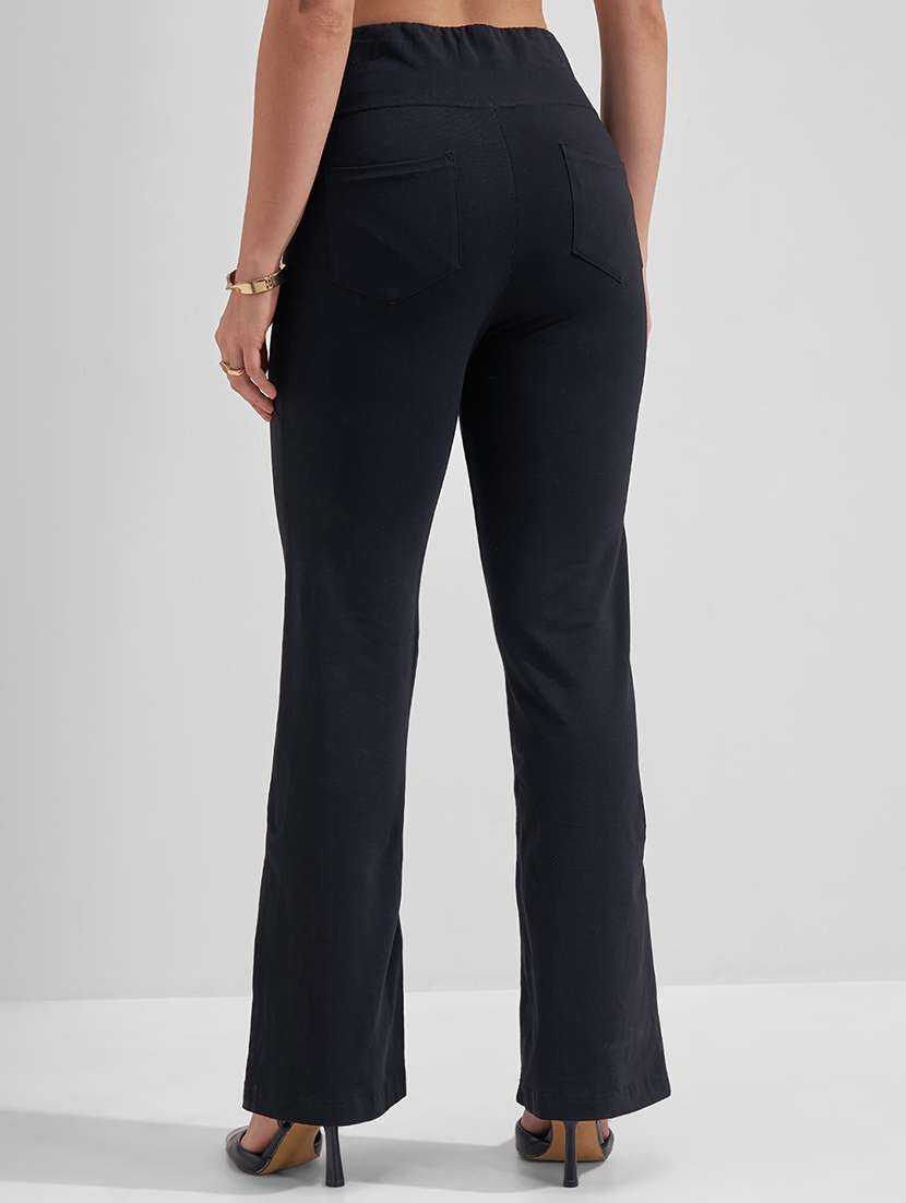 women solid mid rise bootcut trouser - 22462373 -  Standard Image - 3