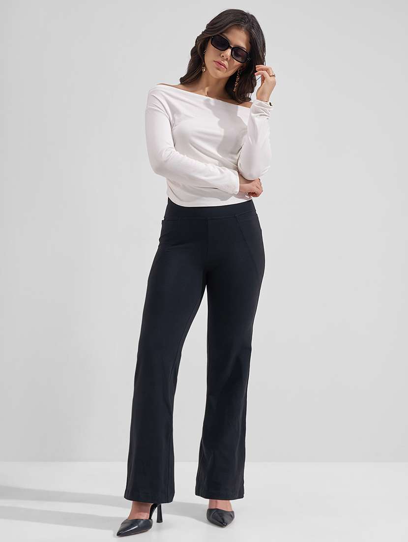 women solid mid rise bootcut trouser - 22462373 -  Standard Image - 5