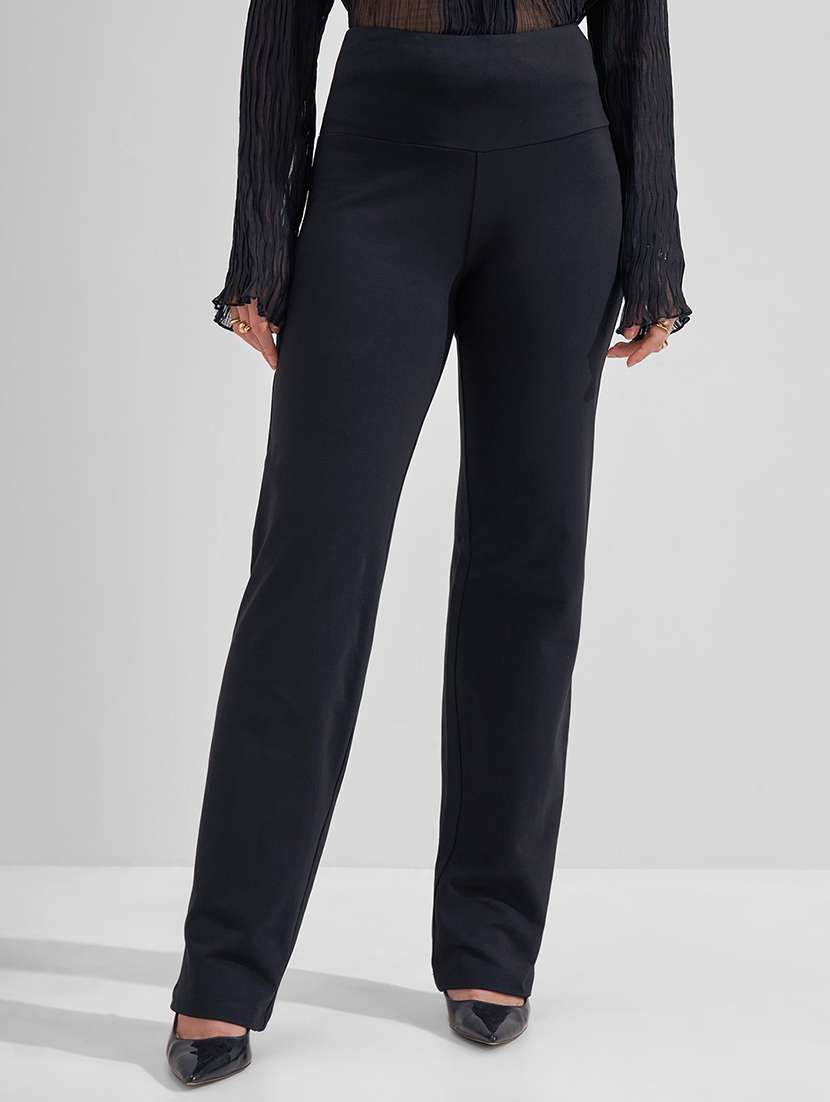 women black cotton straight trouser