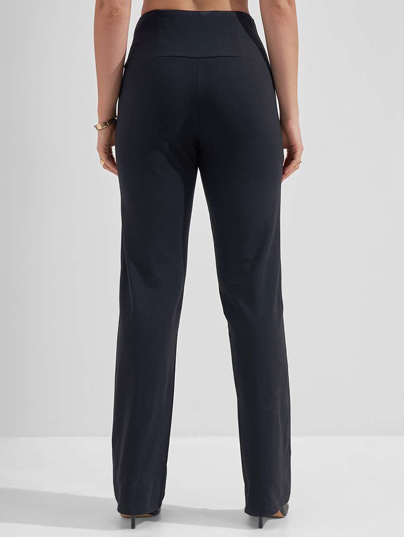 women black cotton straight trouser - 22462374 -  Standard Image - 3