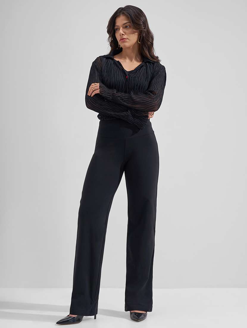 women black cotton straight trouser - 22462374 -  Standard Image - 5