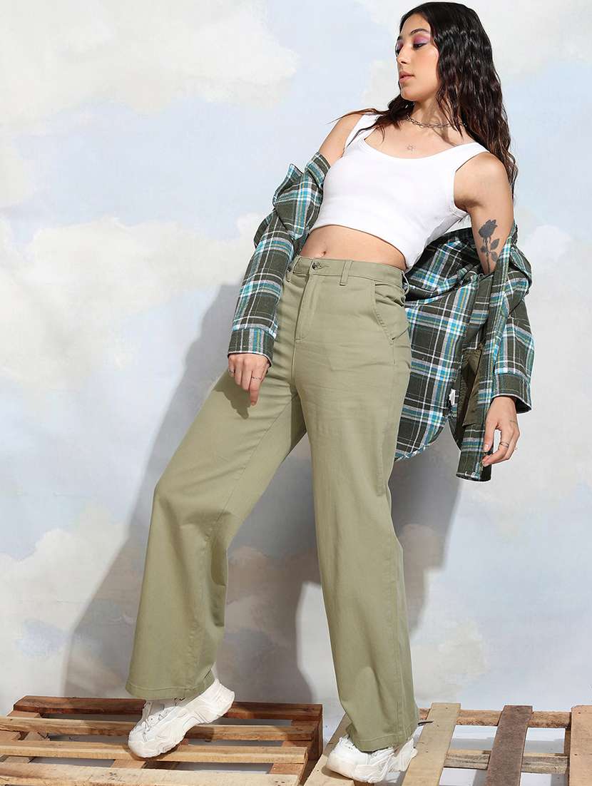 women green cotton straight trouser - 22462399 -  Standard Image - 5
