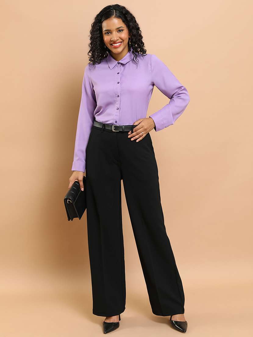 women black polyester straight trouser - 22462402 -  Standard Image - 5