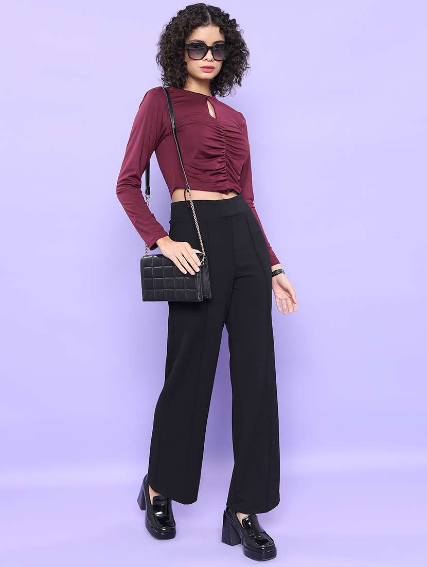 women black polyester straight trouser - 22462403 -  Standard Image - 5