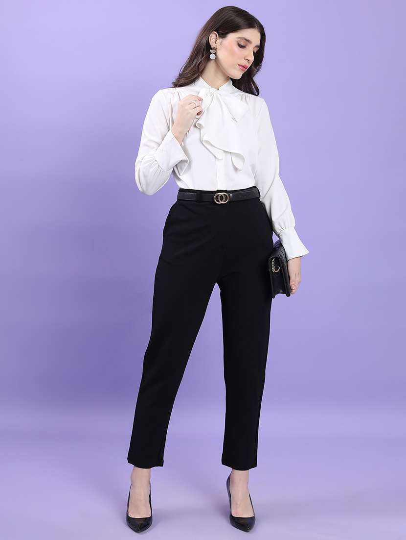 women black polyester straight trouser - 22462406 -  Standard Image - 5