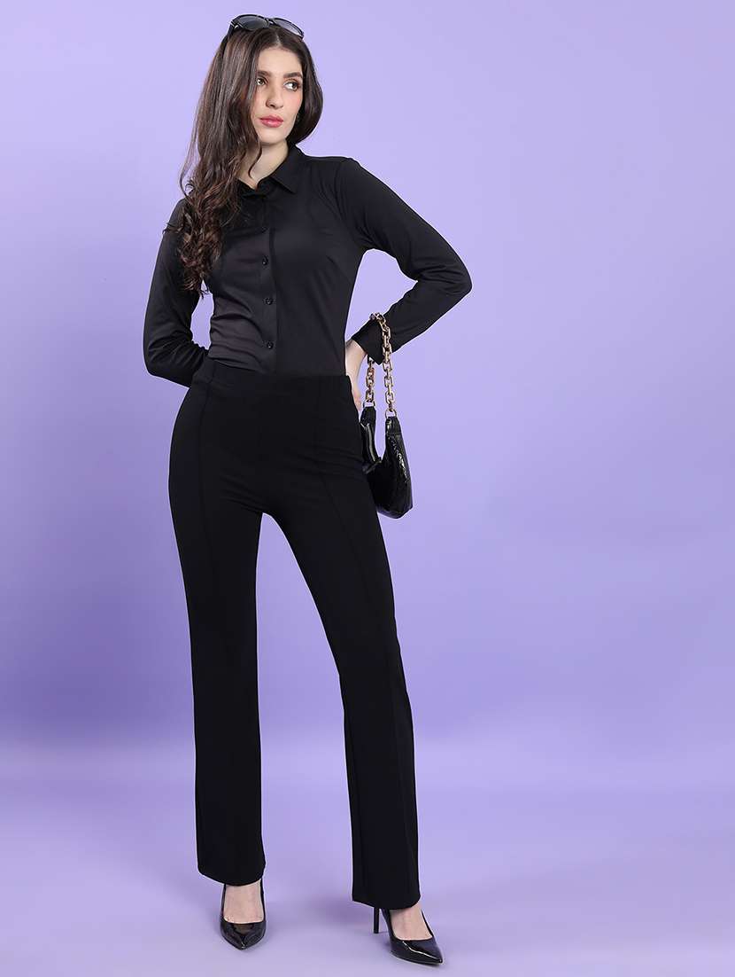 women solid mid rise bootcut trouser - 22462407 -  Standard Image - 5
