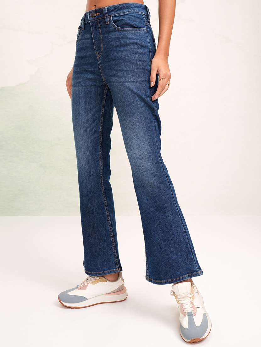 Women Solid Mid Rise Bootcut Trouser - 22462425 -  Standard Image - 3
