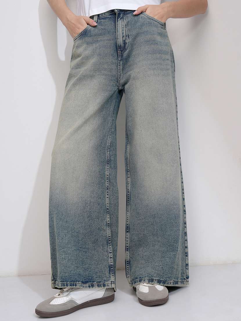 women blue cotton jean