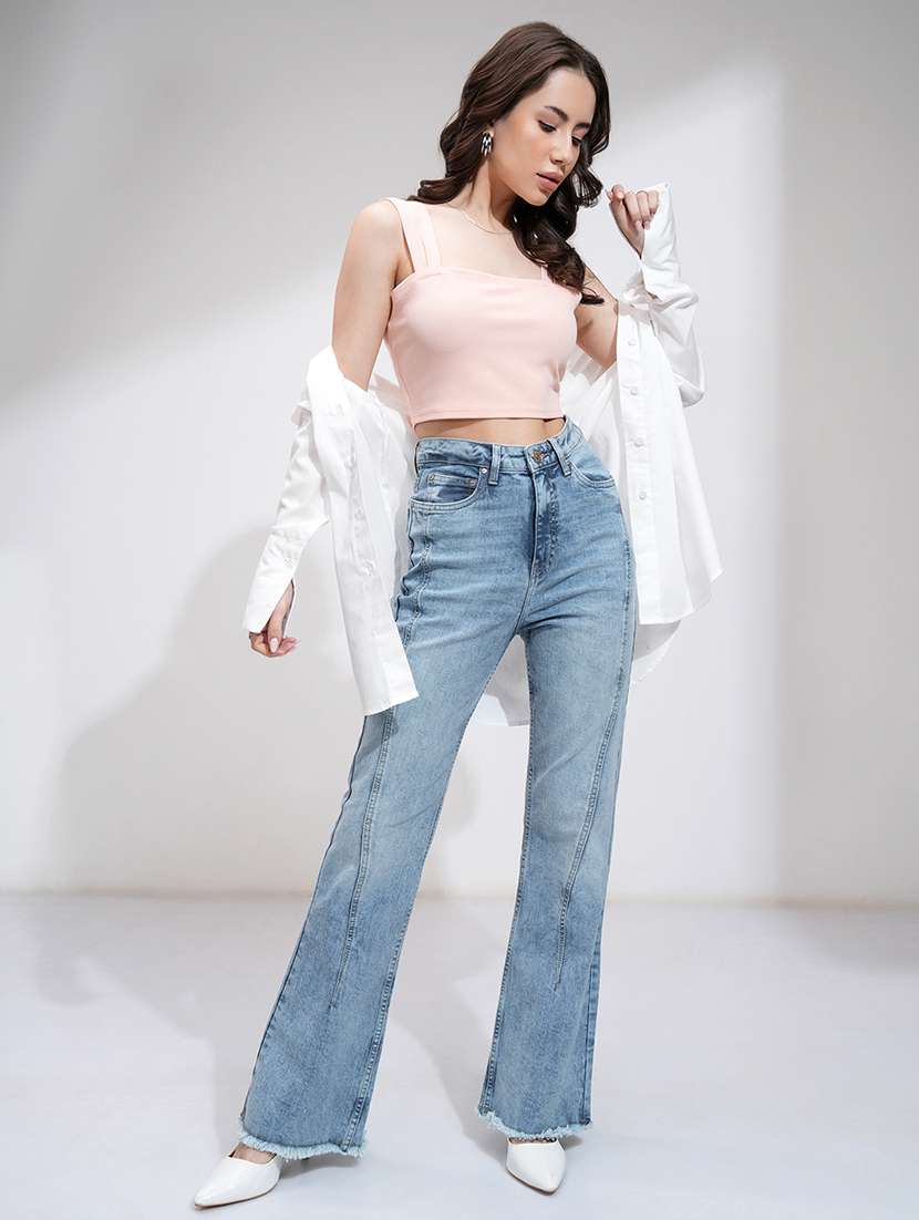 women blue cotton jeans - 22462430 -  Standard Image - 5