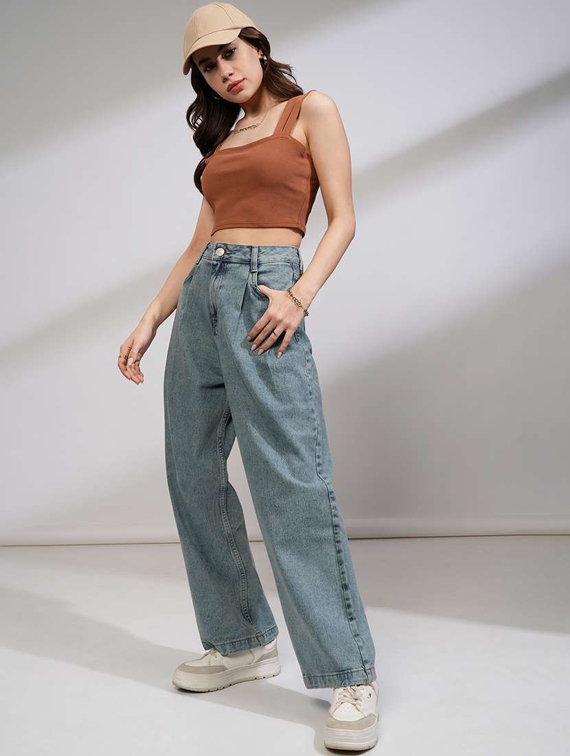 women blue cotton jean - 22462437 -  Standard Image - 5