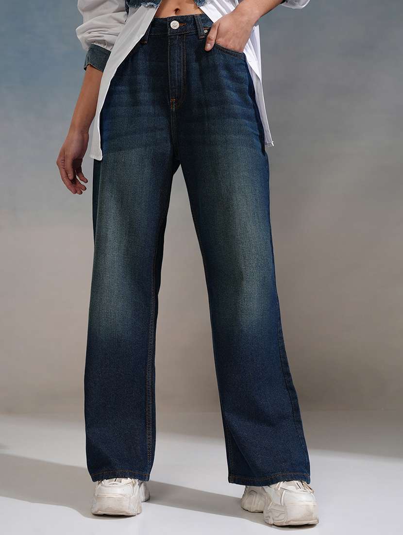 women blue cotton jean