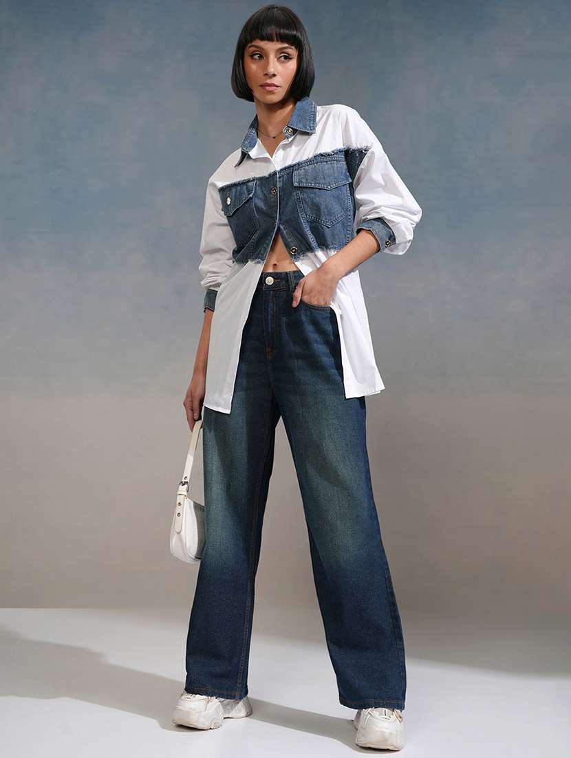 women blue cotton jean - 22462438 -  Standard Image - 5