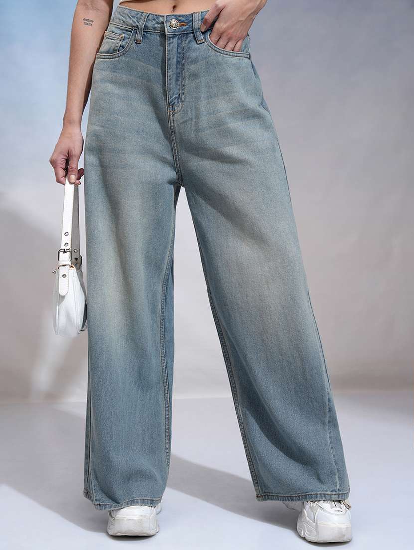 women blue cotton jean