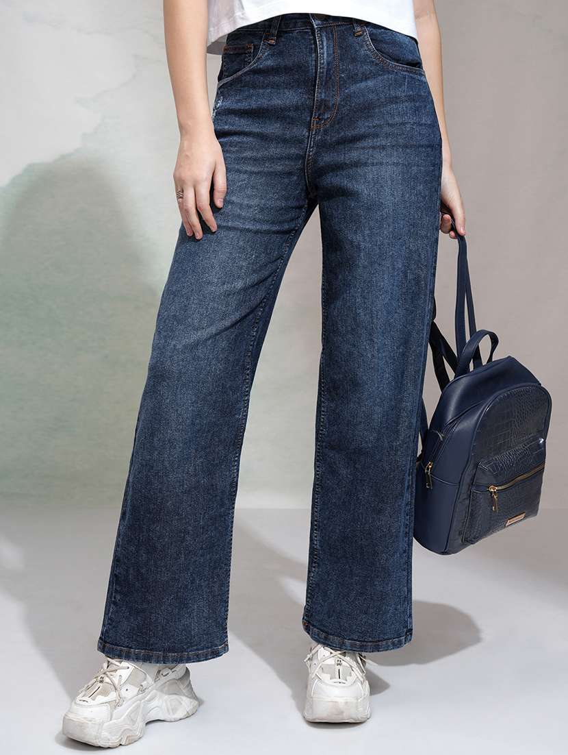 women blue cotton jean