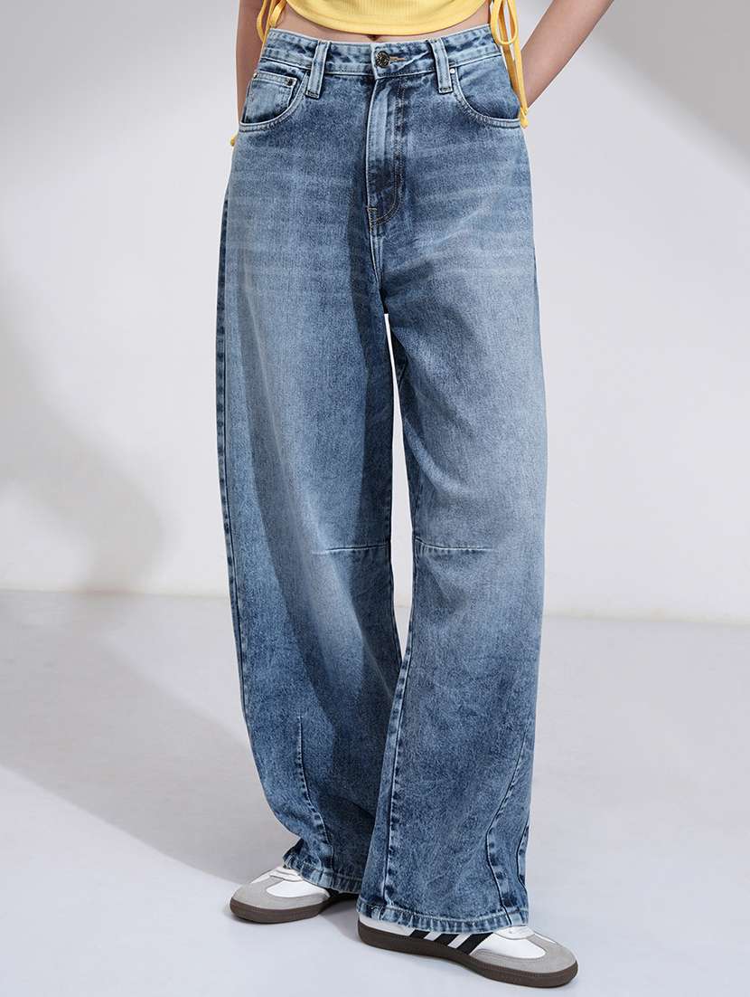 women blue cotton jean