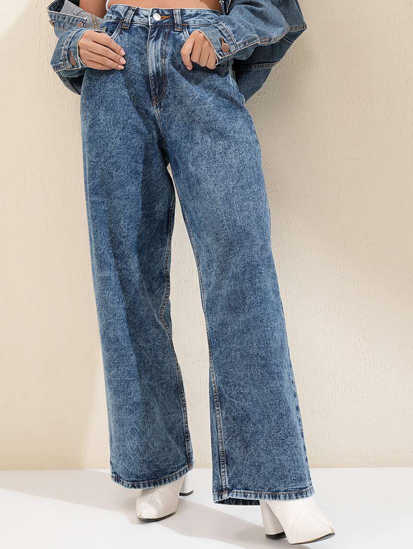 women blue cotton jean