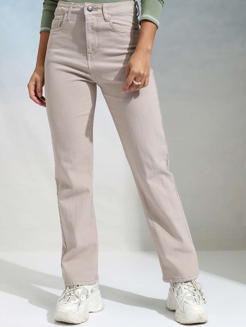women beige cotton jean